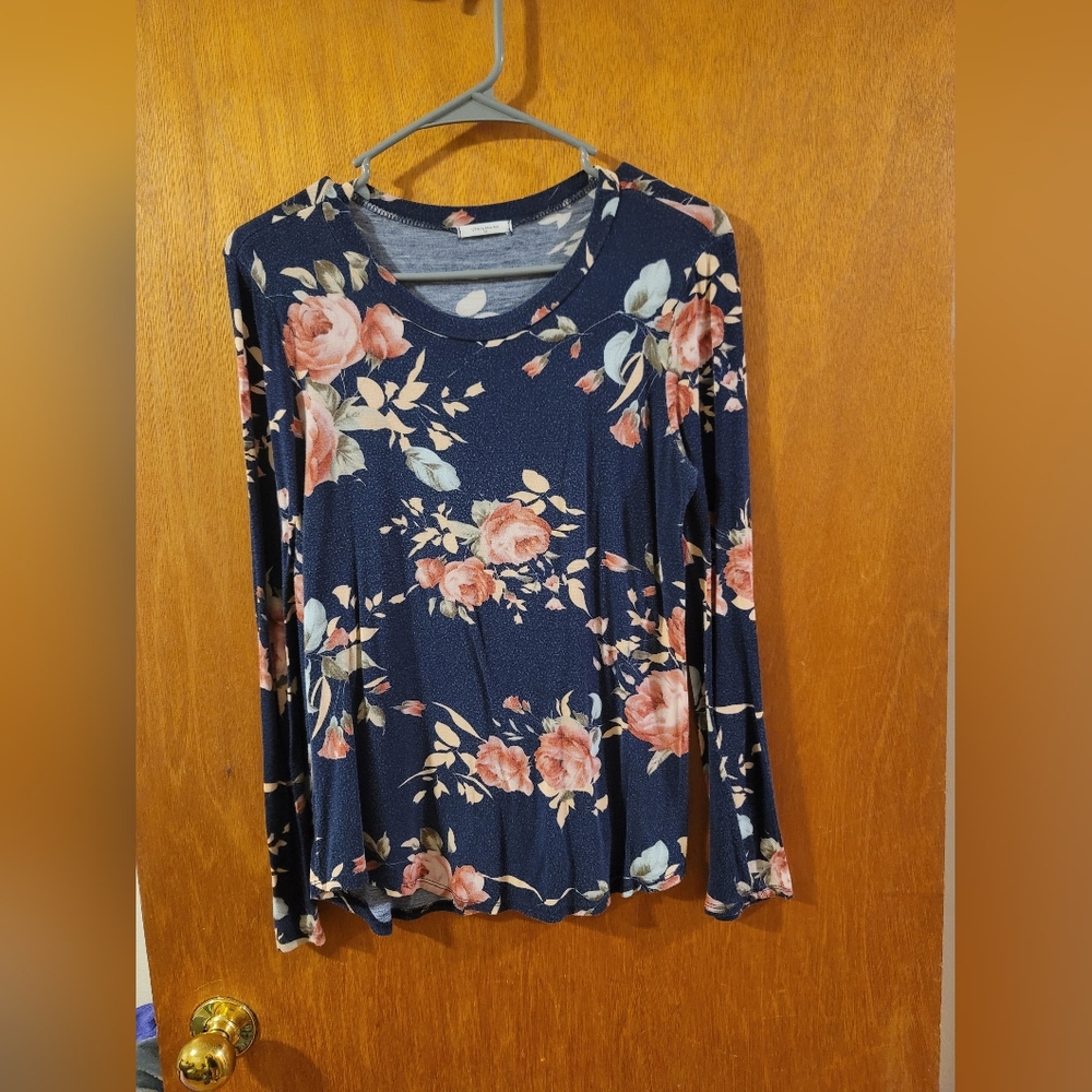 Blue floral long sleeve shirt